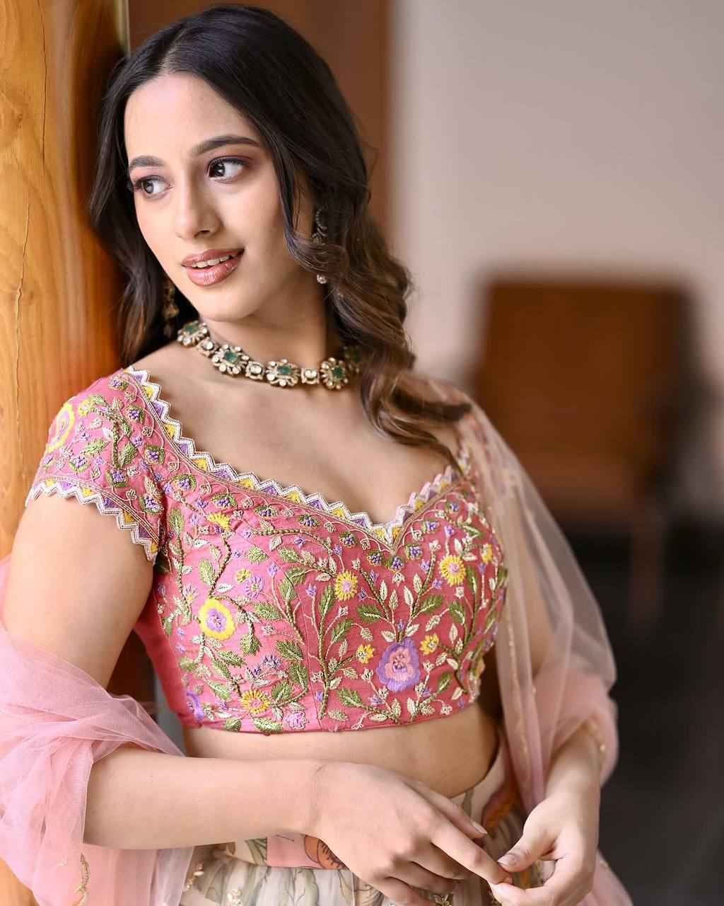 Traditional Chinon Silk Printed Lehenga Set with Embroidered Sequins