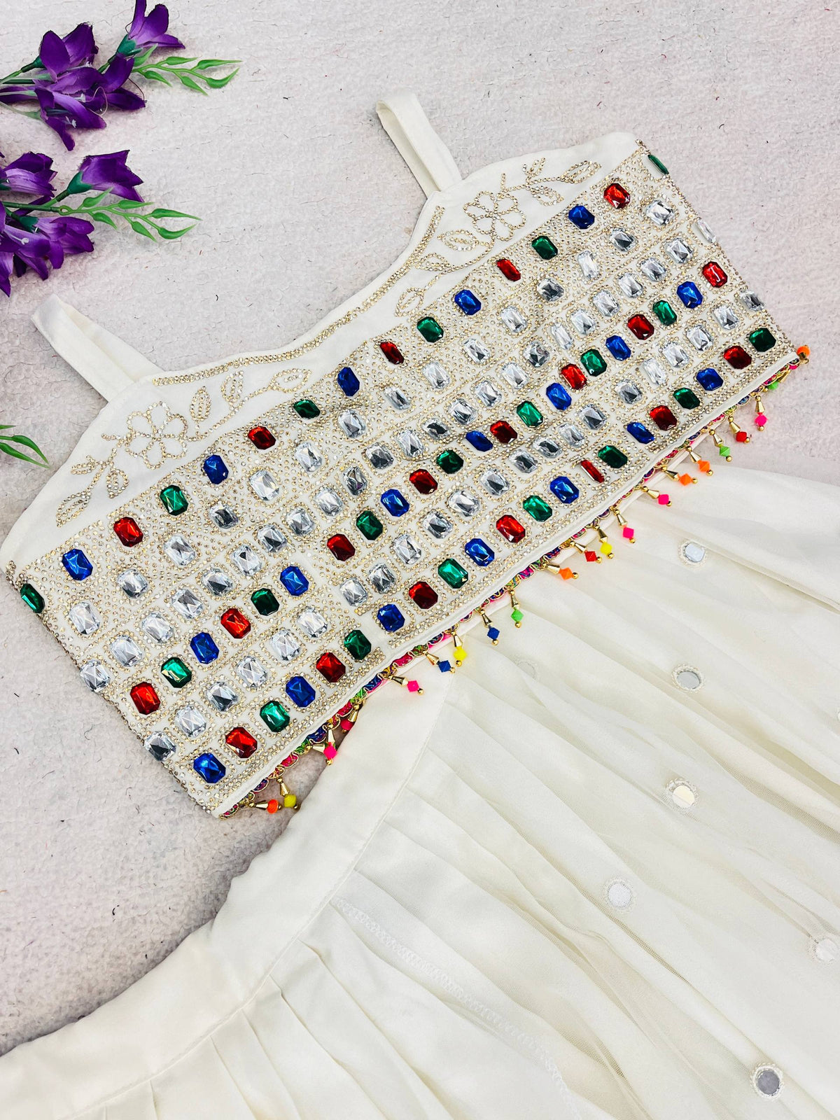 Designer Navratri Rayon Silk Lehenga Choli with Traditional Ethnic Detailing
