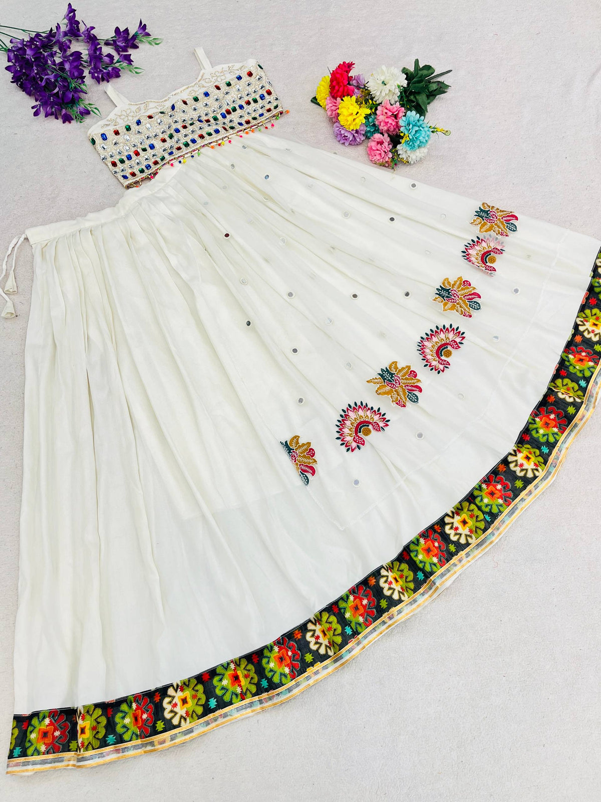 Designer Navratri Rayon Silk Lehenga Choli with Traditional Ethnic Detailing
