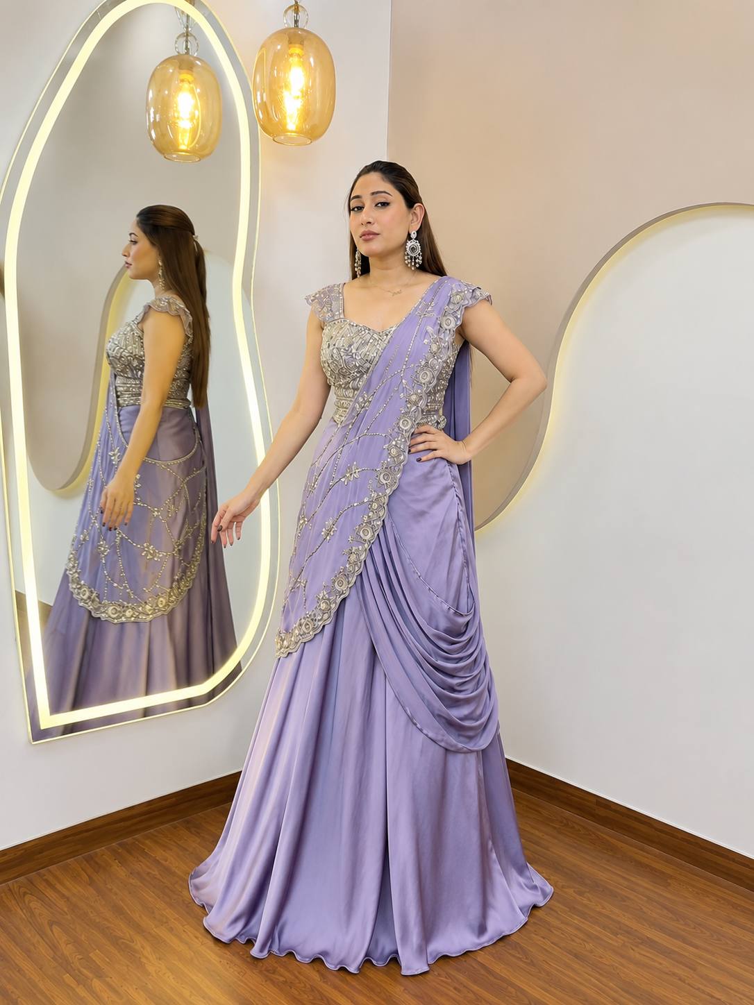 Premium Embroidered Sequin Lehenga Saree for Wedding & Festive Wear