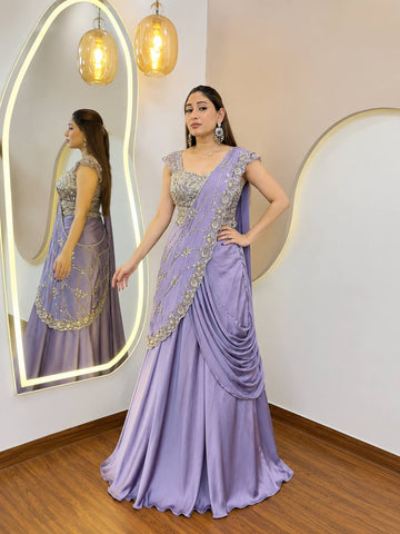 Premium Embroidered Sequin Lehenga Saree for Wedding & Festive Wear