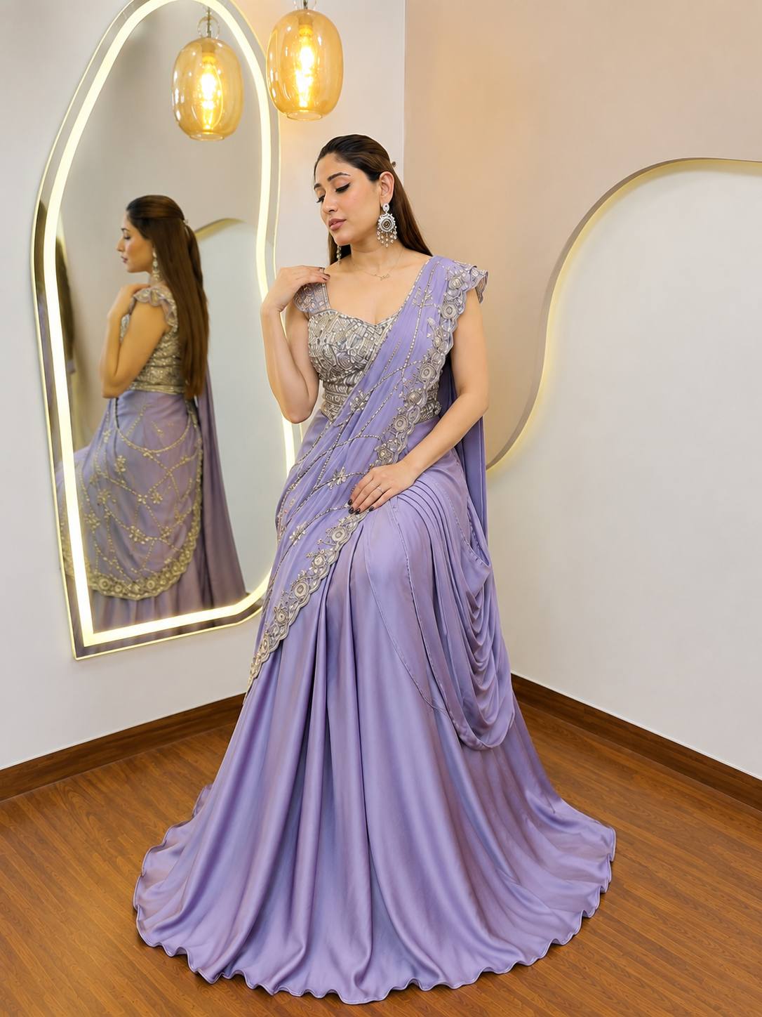 Premium Embroidered Sequin Lehenga Saree for Wedding & Festive Wear