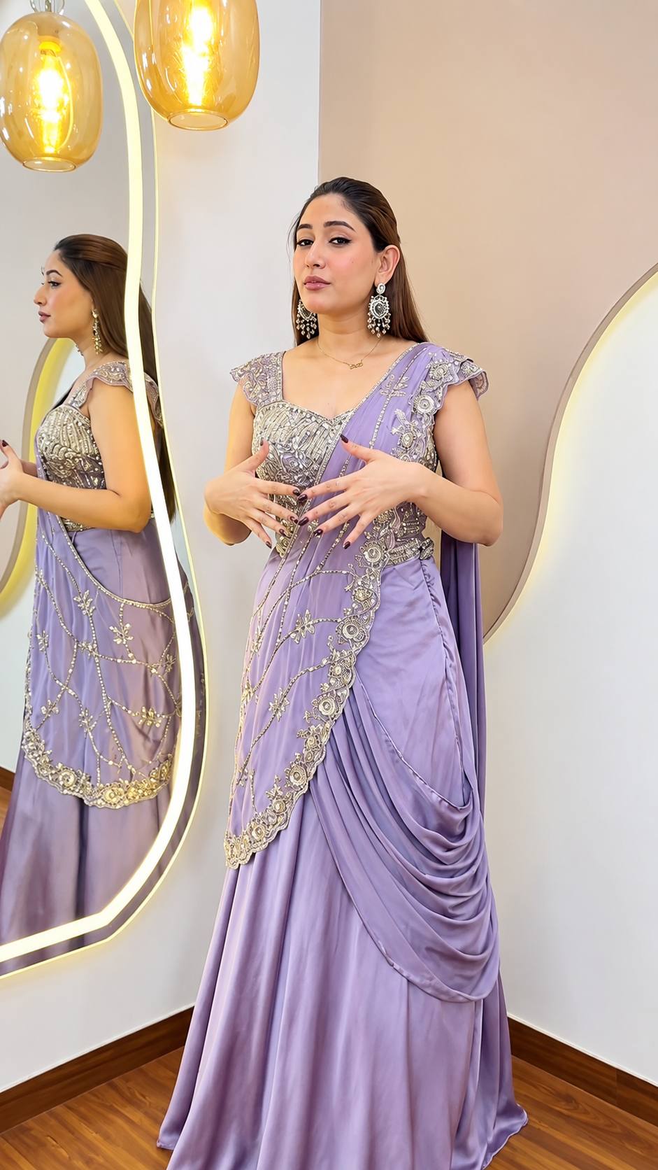 Premium Embroidered Sequin Lehenga Saree for Wedding & Festive Wear