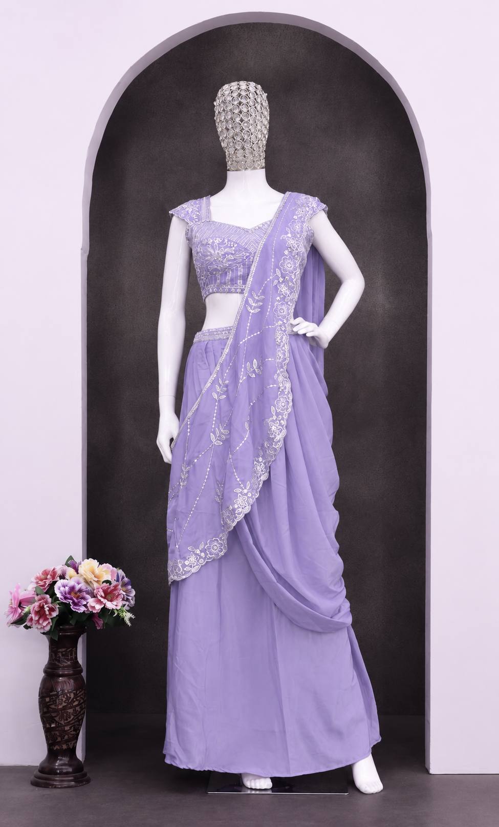 Premium Embroidered Sequin Lehenga Saree for Wedding & Festive Wear