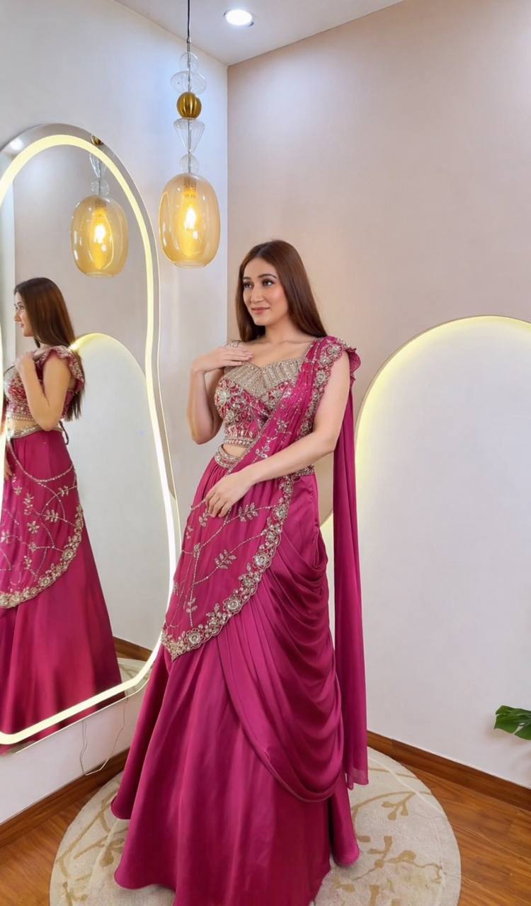 Premium Embroidered Sequin Lehenga Saree for Wedding & Festive Wear (Copy)