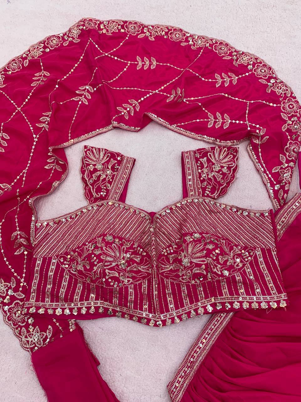 Premium Embroidered Sequin Lehenga Saree for Wedding & Festive Wear (Copy)