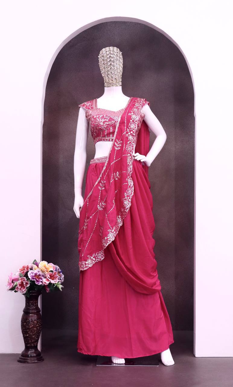 Premium Embroidered Sequin Lehenga Saree for Wedding & Festive Wear (Copy)