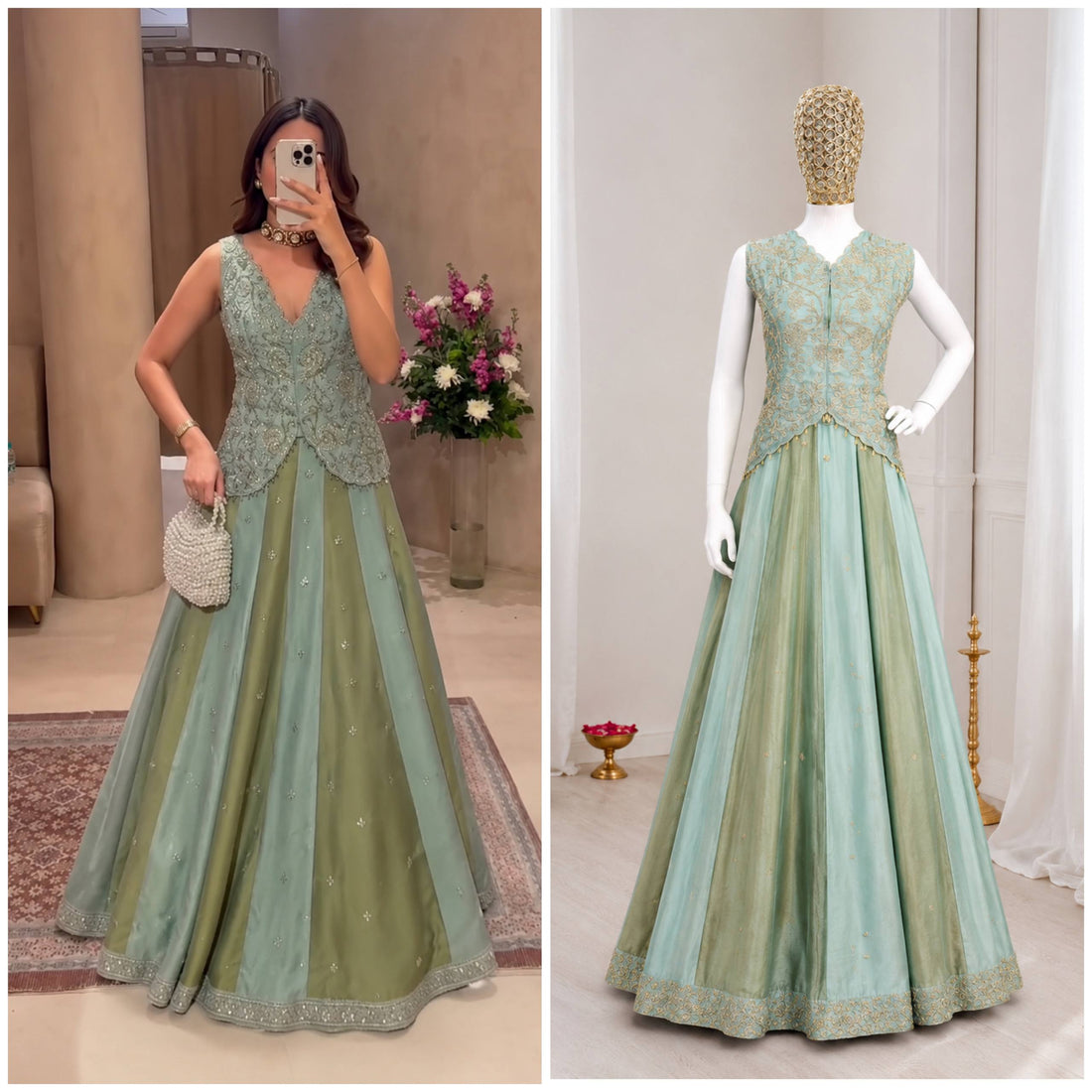 Festive Wear Chinon Silk Embroidered Lehenga Choli