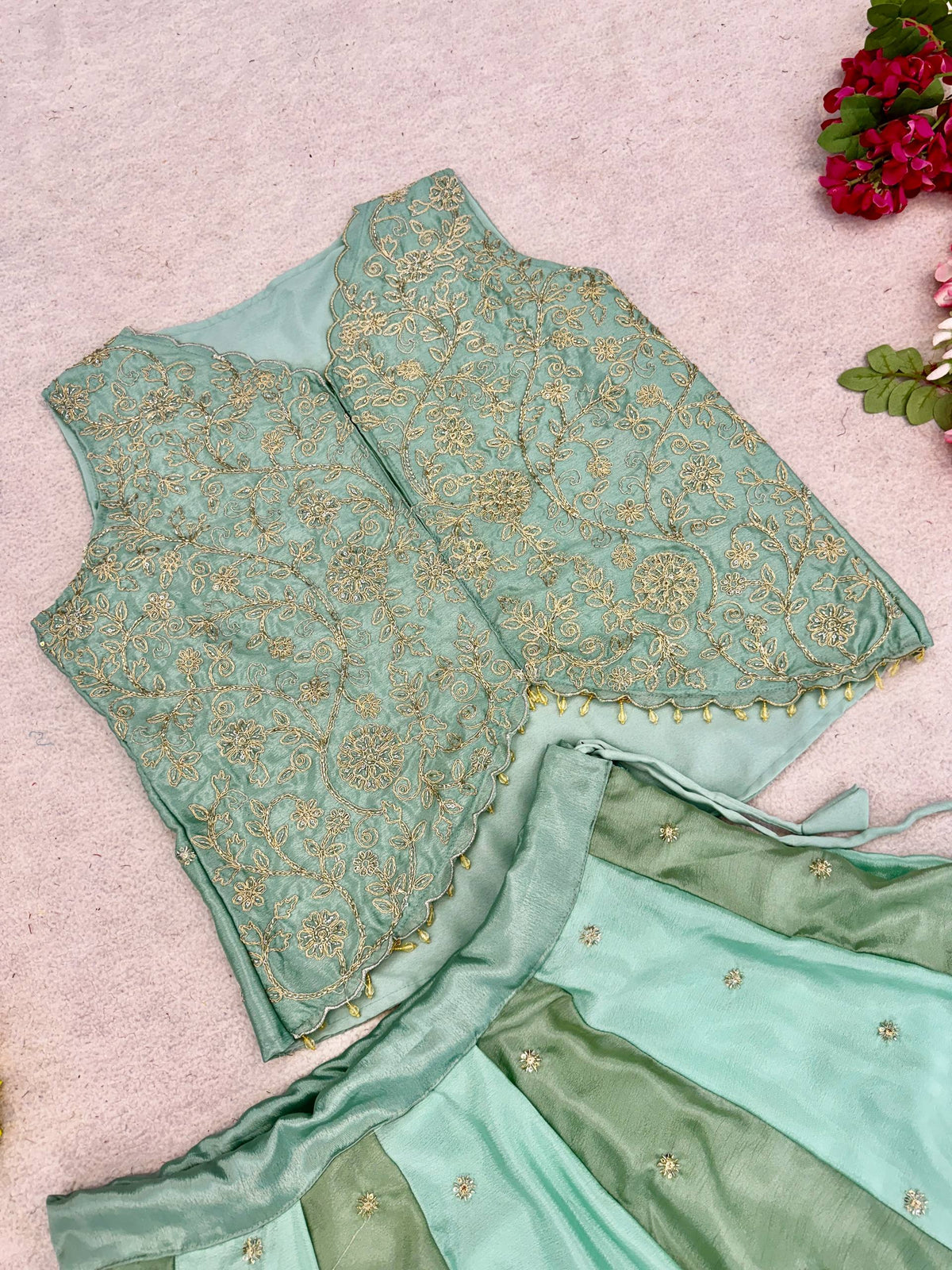 Festive Wear Chinon Silk Embroidered Lehenga Choli