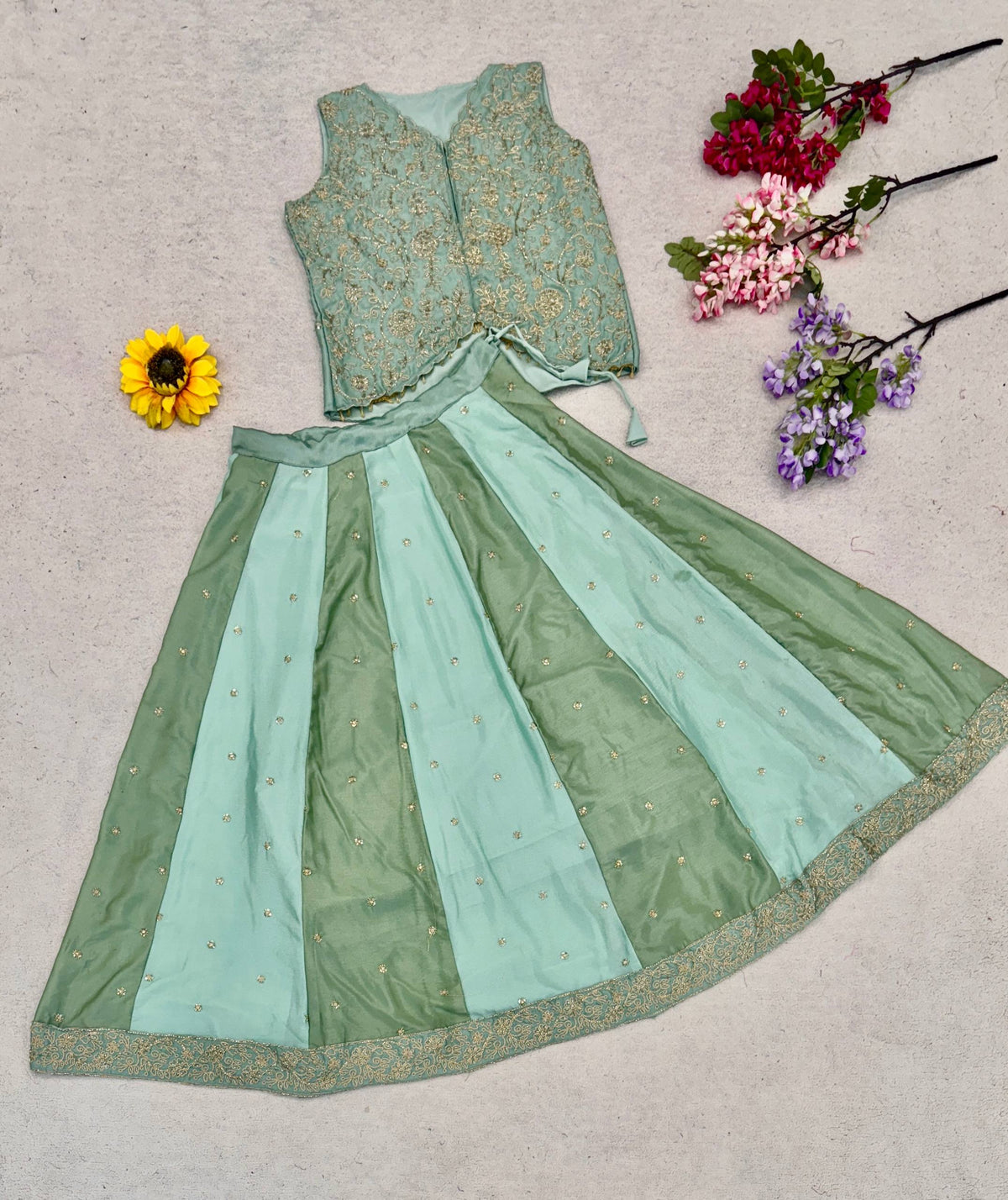 Festive Wear Chinon Silk Embroidered Lehenga Choli
