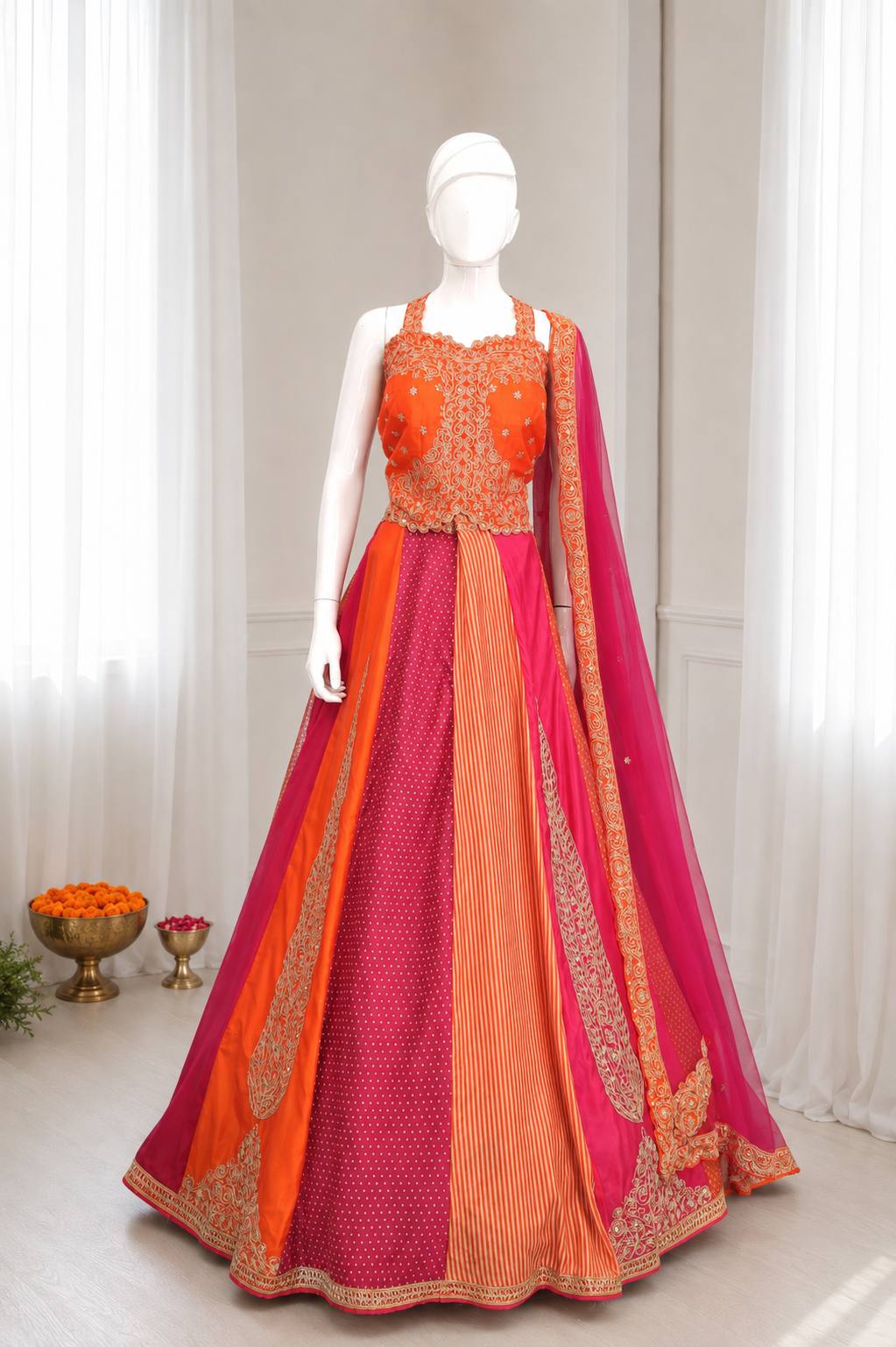 Premium Designer Chinon Silk Sequin Embroidered Lehenga Choli with Dupatta