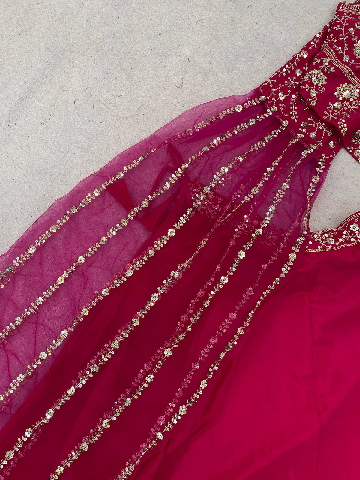 Gajri Colour Designer Crepe Silk Embroidered Sequin Lehenga Choli Set