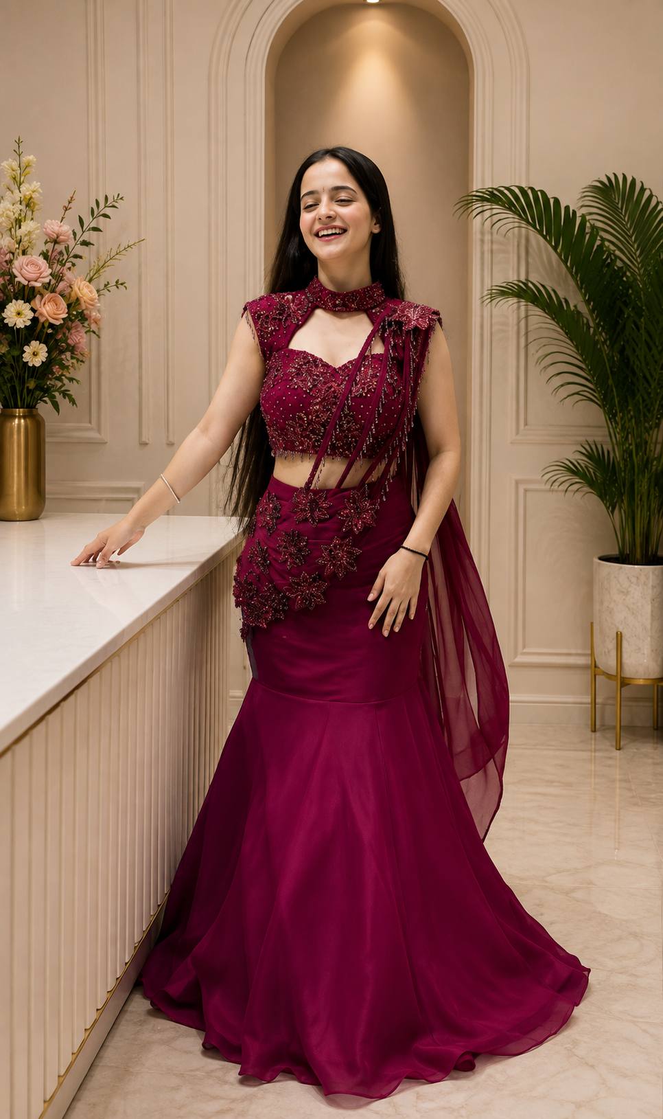 Premium Georgette Sequin Embroidered Lehenga Choli with Attached Dupatta