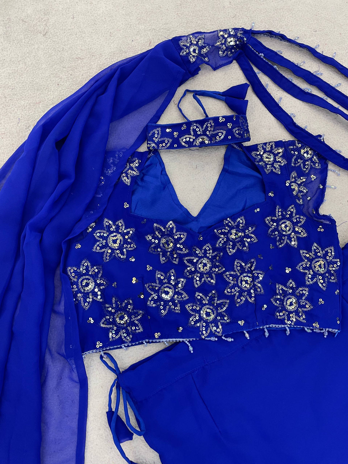 Premium Georgette Sequin Embroidered Lehenga Choli with Attached Dupatta (Copy)