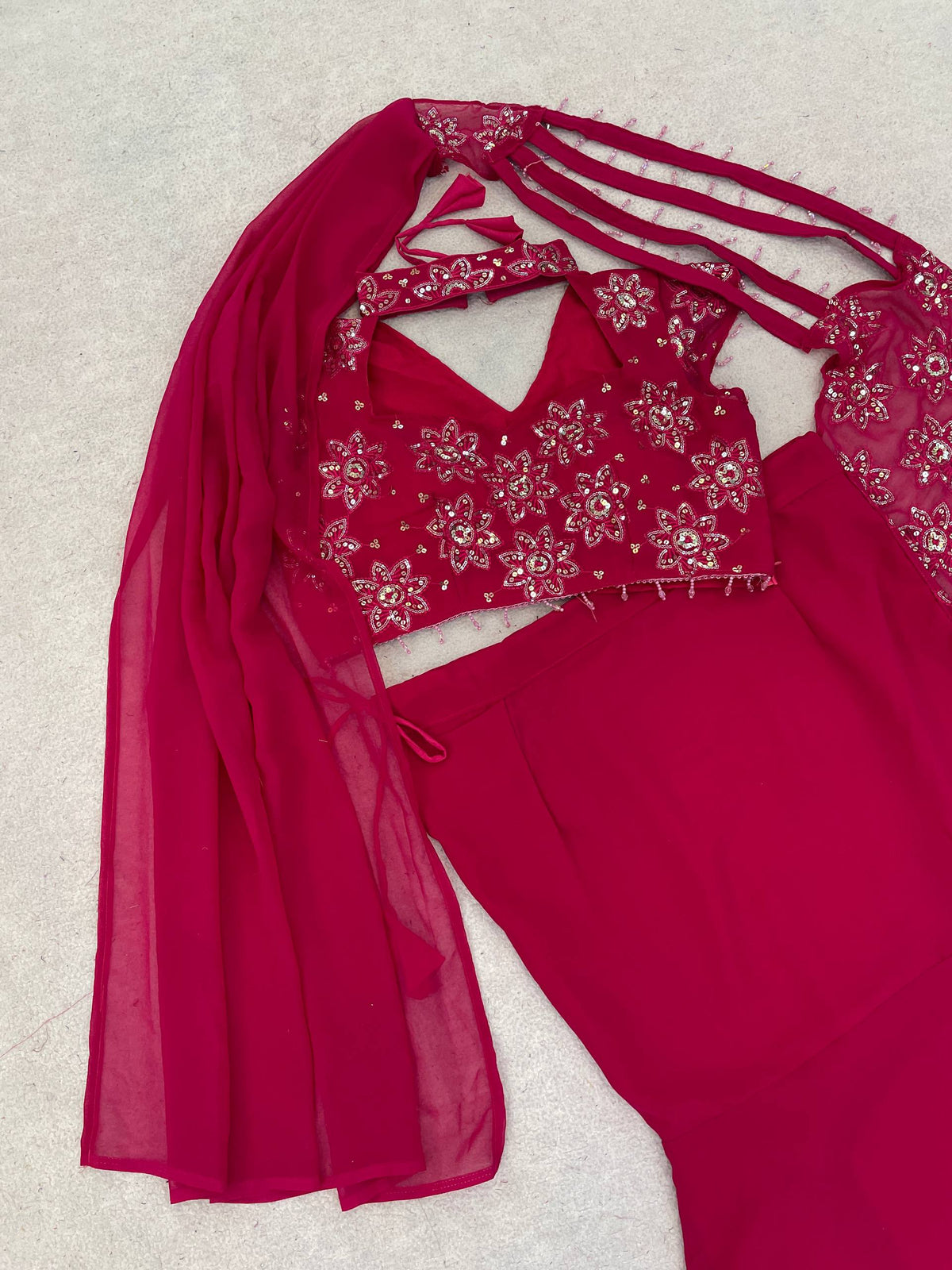 Premium Georgette Sequin Embroidered Lehenga Choli with Attached Dupatta