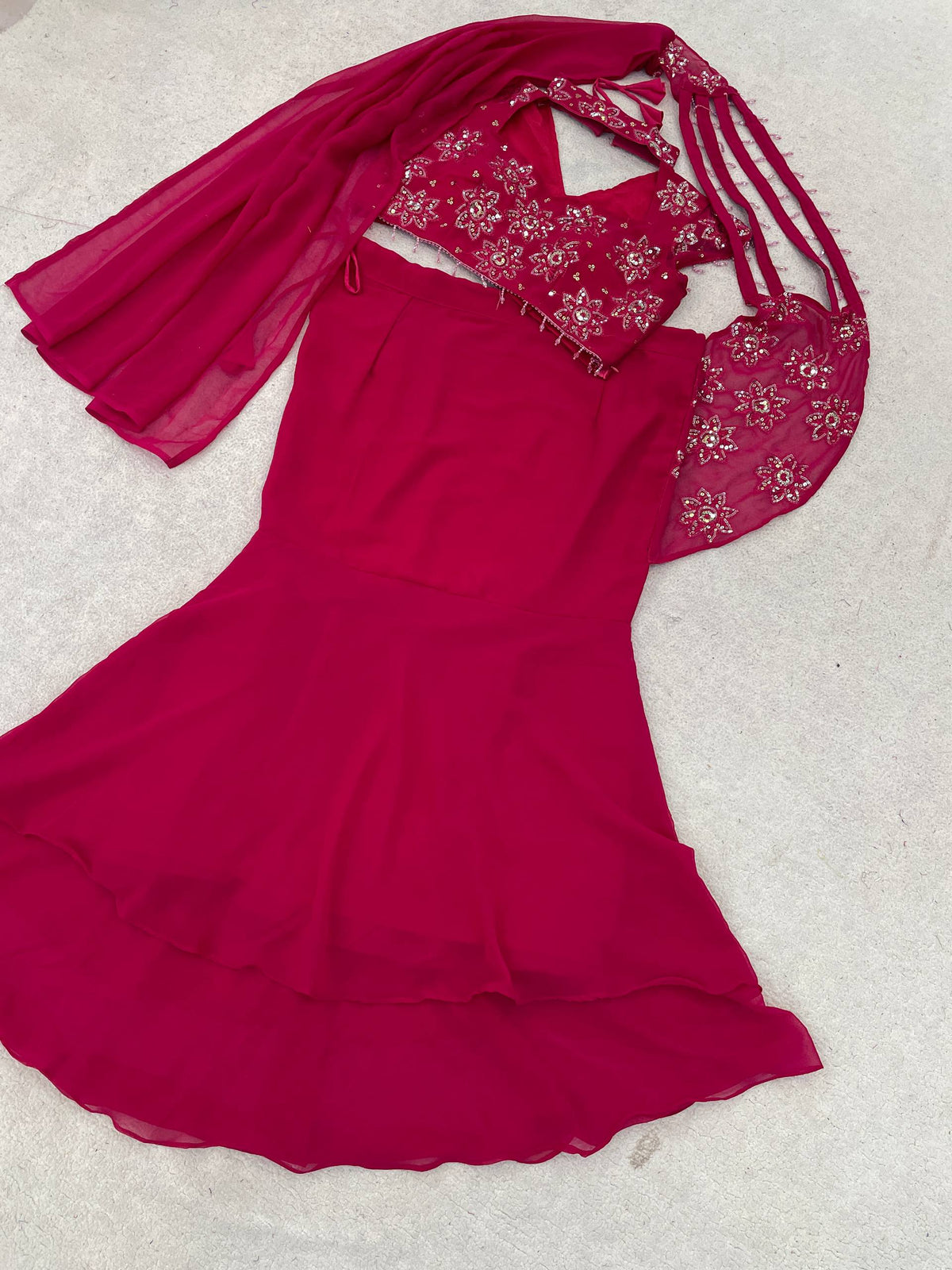 Premium Georgette Sequin Embroidered Lehenga Choli with Attached Dupatta