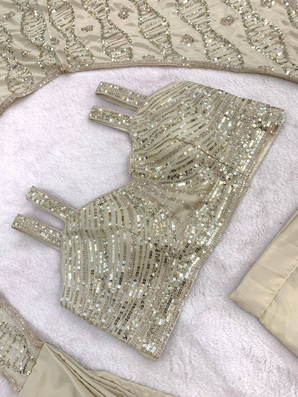 Trending Ready-to-Wear Crepe Silk Saree with Embroidery Sequins Work