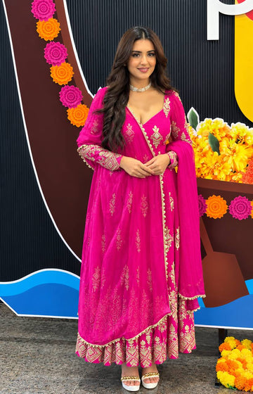 Designer Heavy Georgette Embroidered Gown with Pant & Dupatta Set