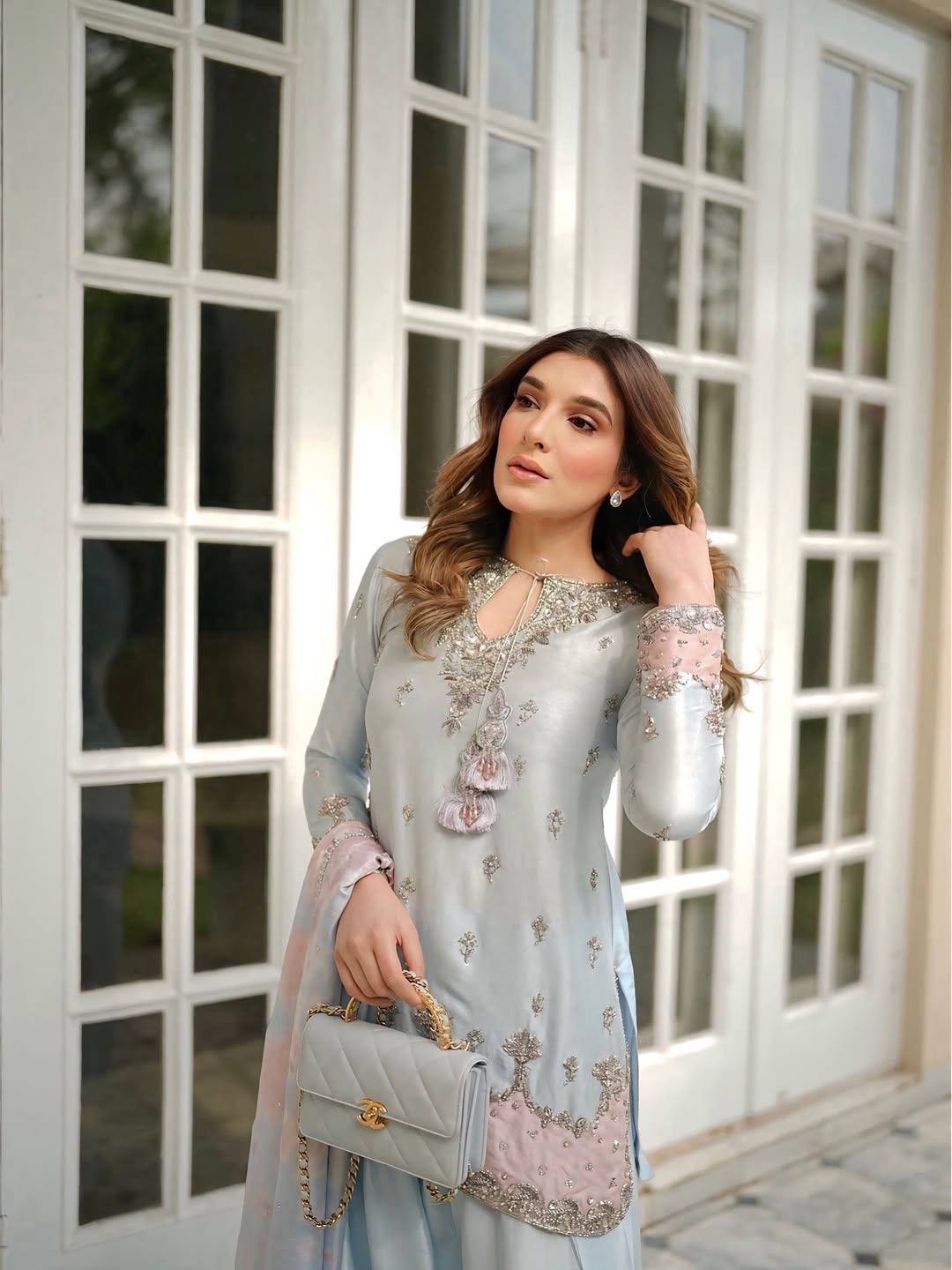 Pure Japan Satin Silk Ready to Wear Farshi Palazzo Suit Set with Digital Print Organza Dupatta