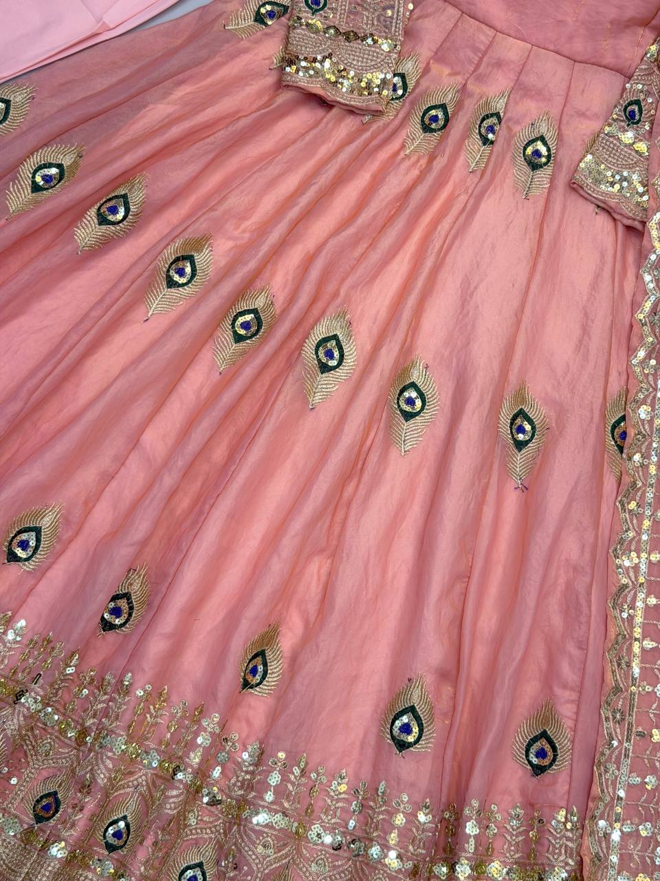 Party Wear Fendy Silk Heavy Embroidered Gown Set with Pant & Dupatta
