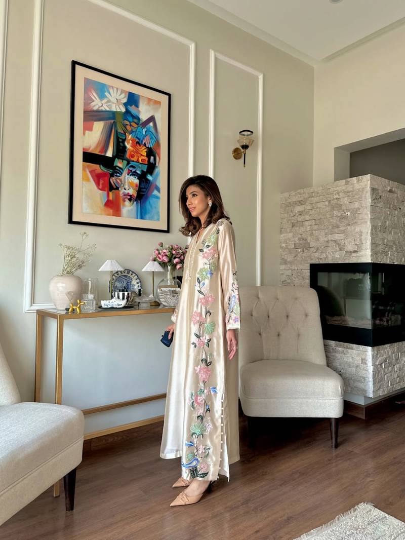 Designer Pure Roman Glass Silk Oversized Long Kaftan with Bottom & Dupatta 3-Piece Set