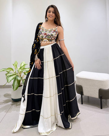 Designer 6M Flair Real Mirror Navratri Lehenga Set