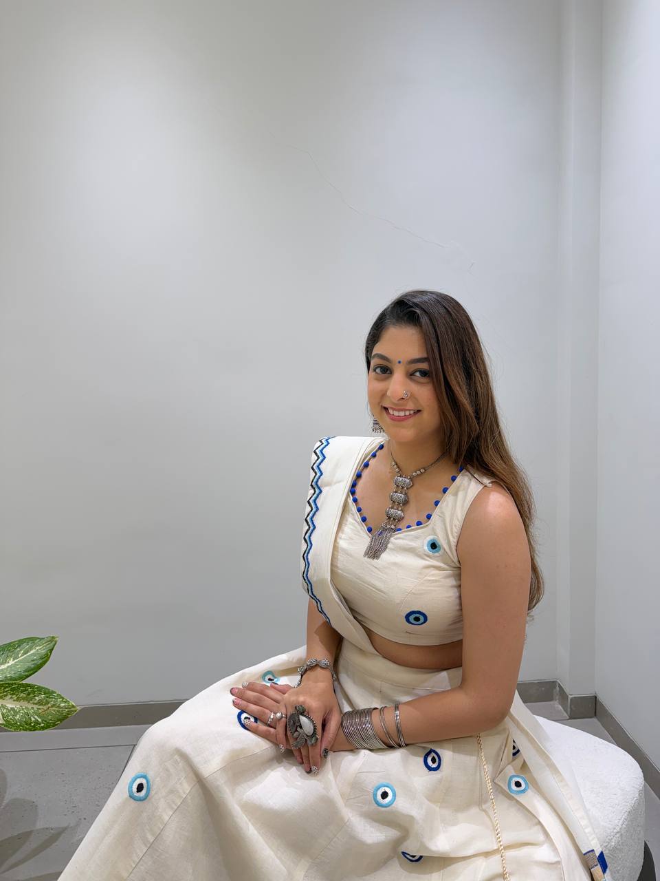 Traditional Embroidered Kora Cotton Navratri Lehenga Set
