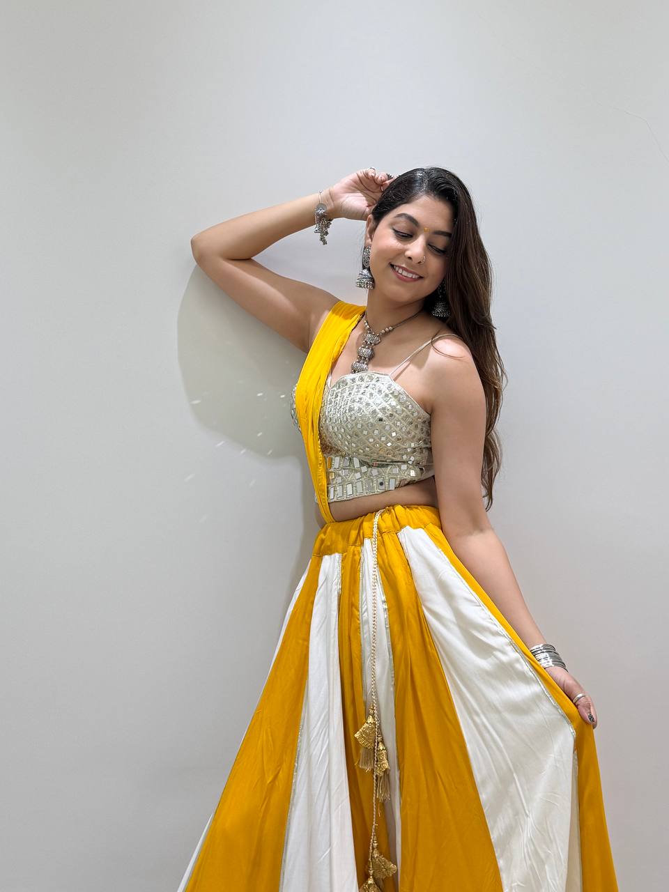 Real Mirror Embroidered 6M Gher Navratri Lehenga Set