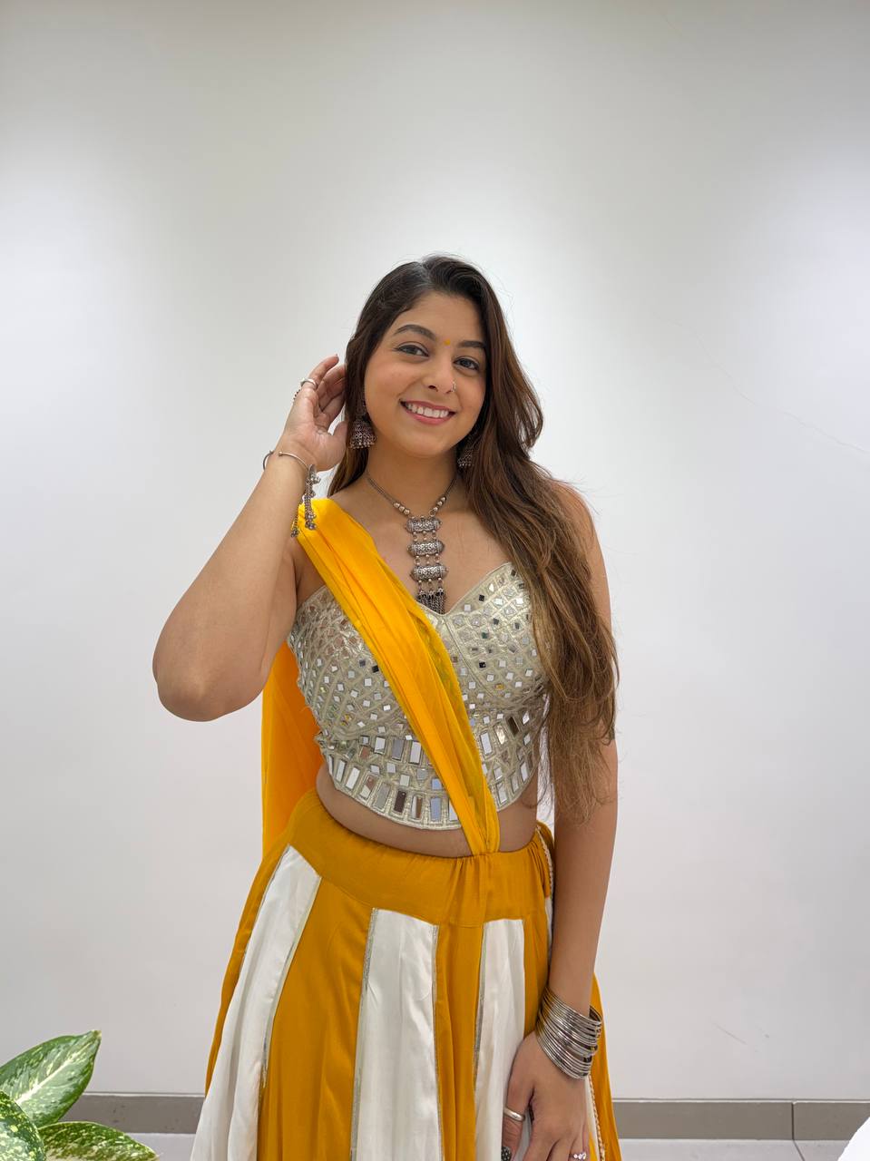 Real Mirror Embroidered 6M Gher Navratri Lehenga Set