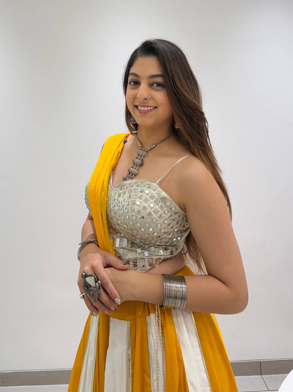 Real Mirror Embroidered 6M Gher Navratri Lehenga Set
