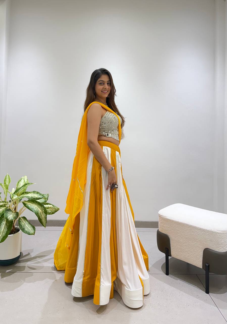 Real Mirror Embroidered 6M Gher Navratri Lehenga Set