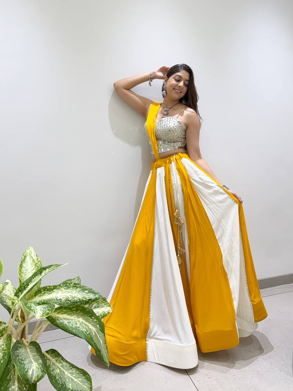 Real Mirror Embroidered 6M Gher Navratri Lehenga Set