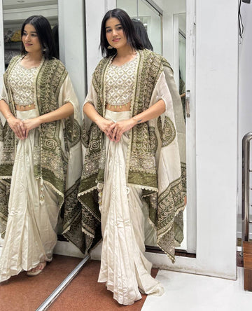Indo-Western Real Mirror Blouse and Dhoti Suit Set