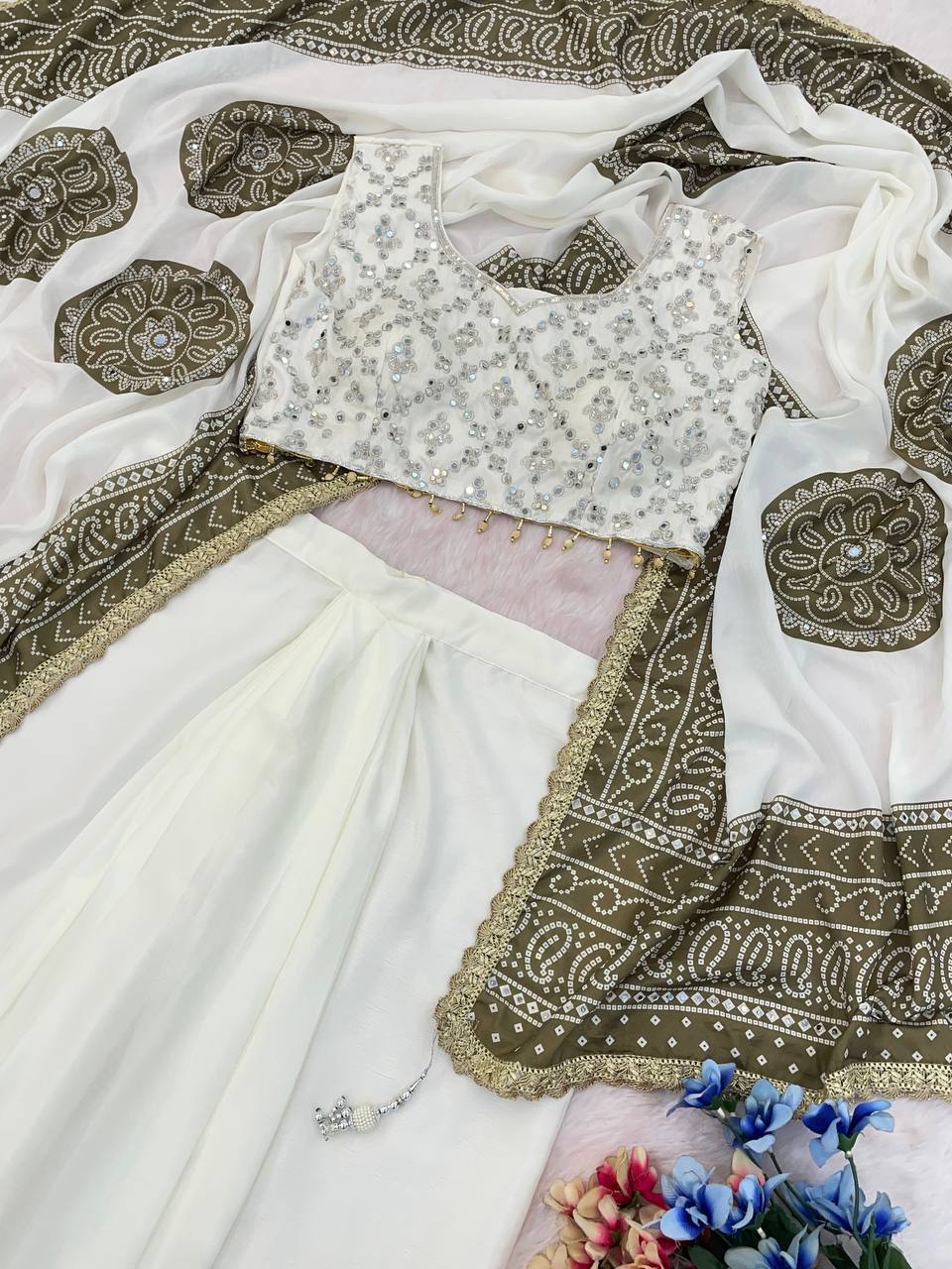 Indo-Western Real Mirror Blouse and Dhoti Suit Set