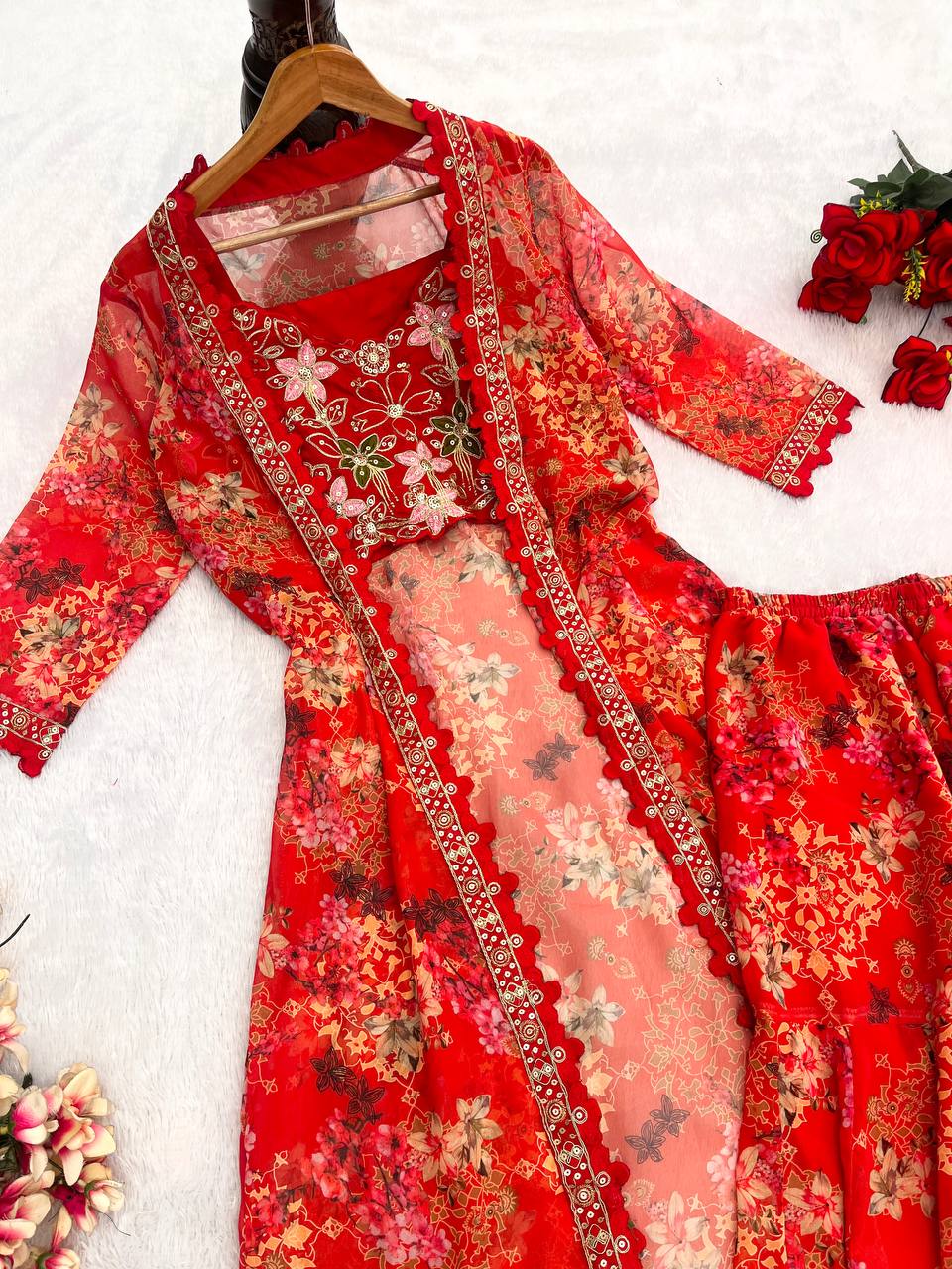Ready-to-wear Sharara, Blouse, and Shrug for a full designer look