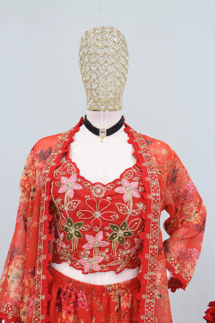 Ready-to-wear Sharara, Blouse, and Shrug for a full designer look