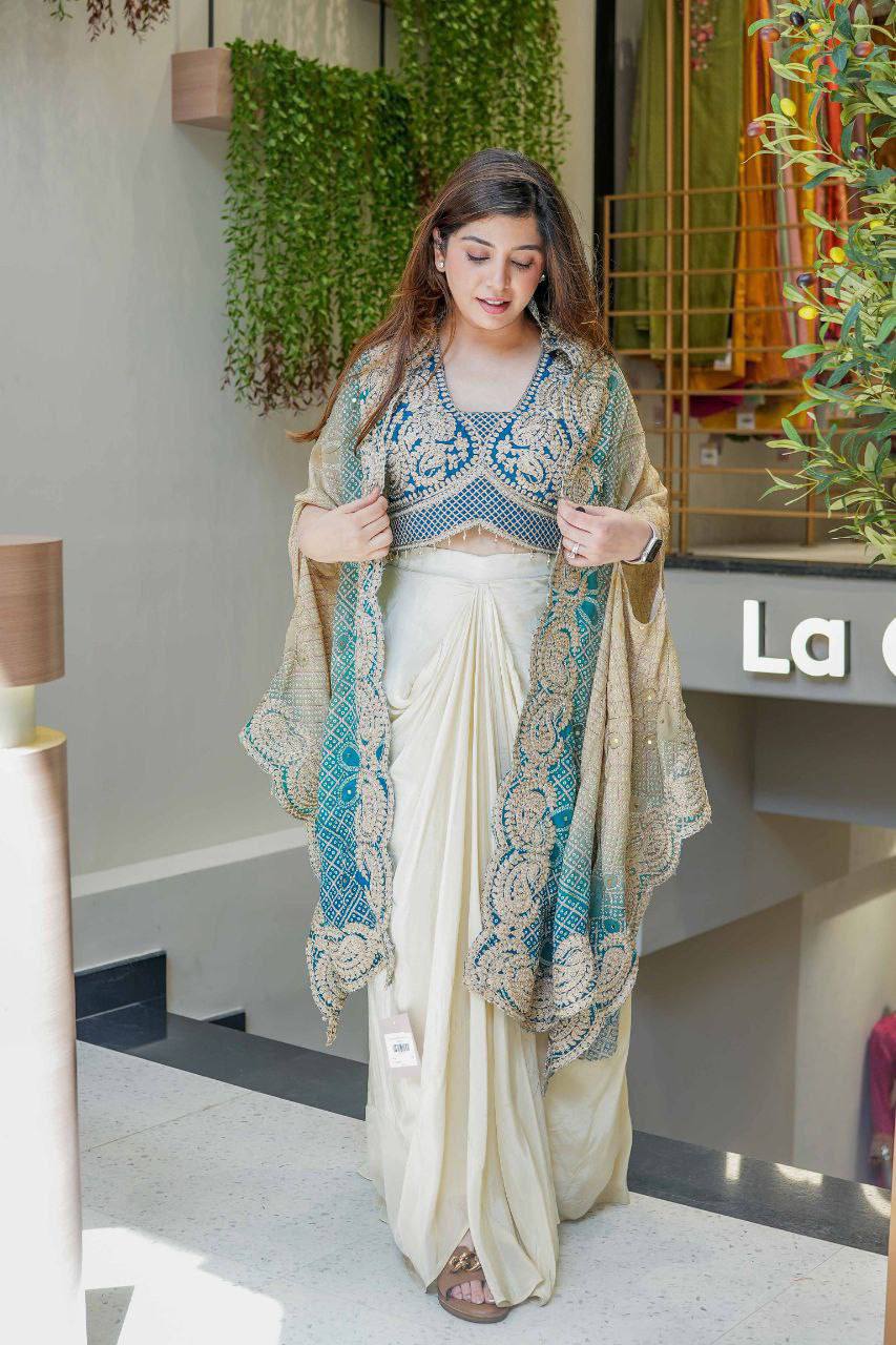 Indowestern Dhoti & Shrug Set
