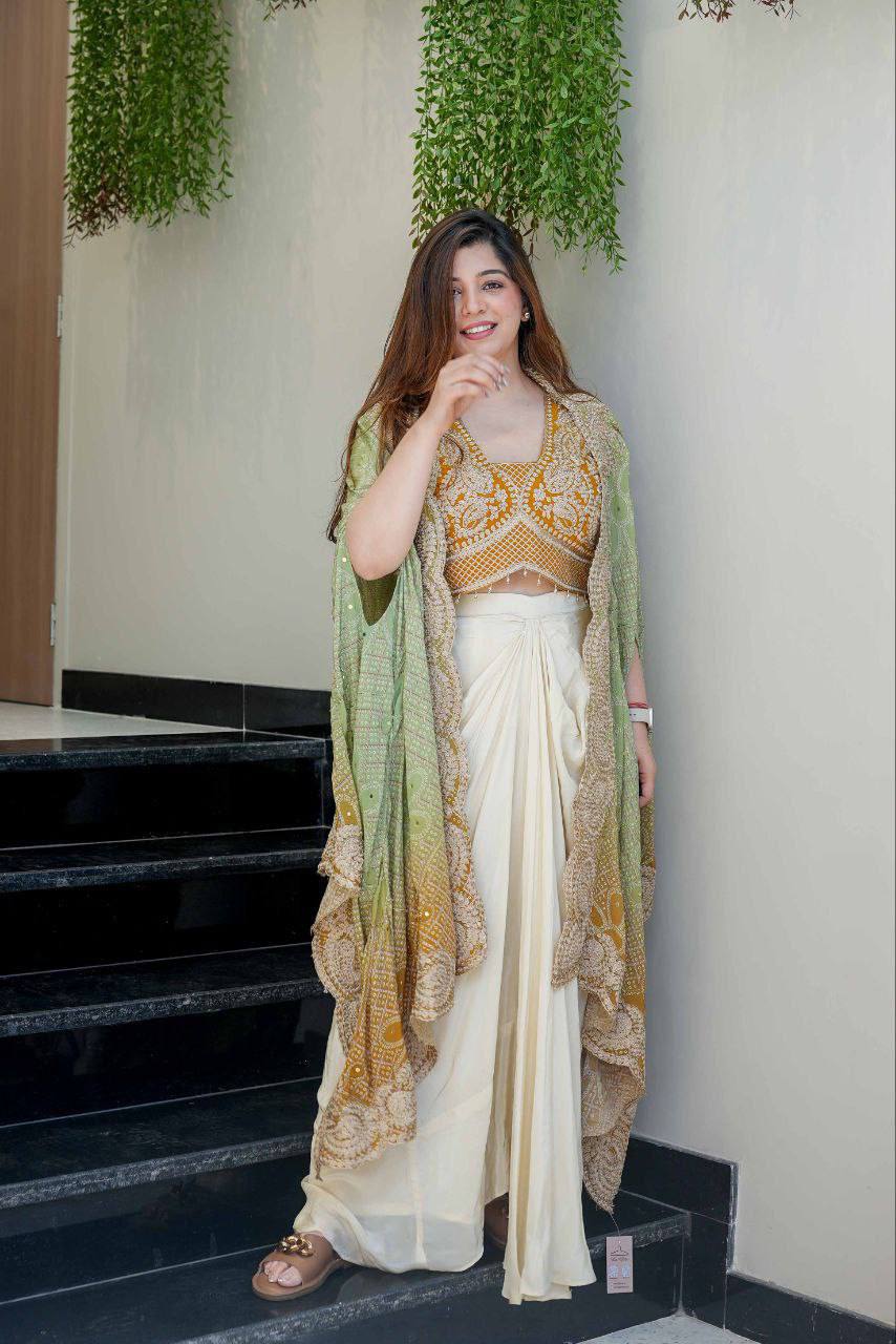 Indowestern Dhoti & Shrug Set