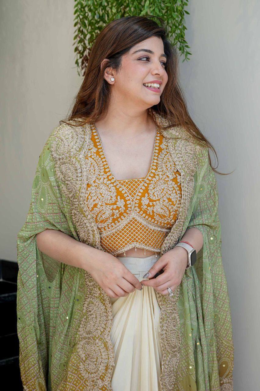 Indowestern Dhoti & Shrug Set