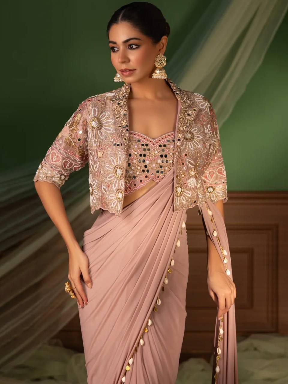 Ready-to-Wear Saree with Matching Jacket & Blouse