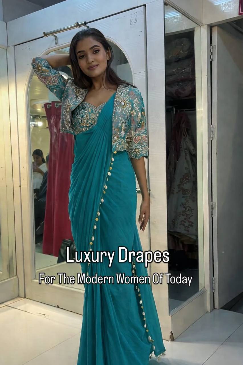 Ready-to-Wear Saree with Matching Jacket & Blouse