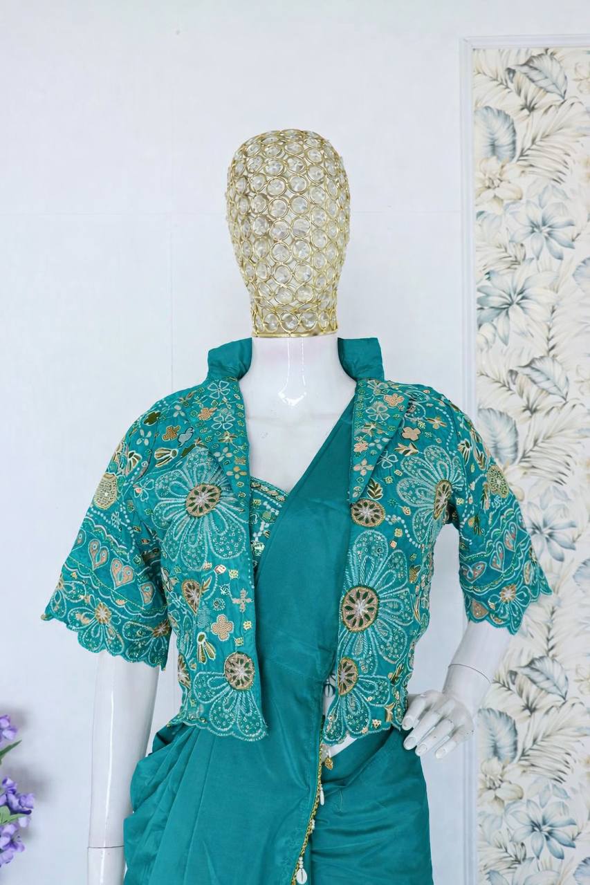 Ready-to-Wear Saree with Matching Jacket & Blouse