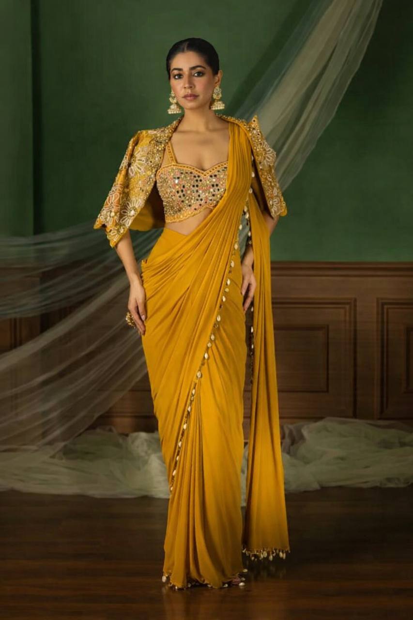 Ready-to-Wear Saree with Matching Jacket & Blouse