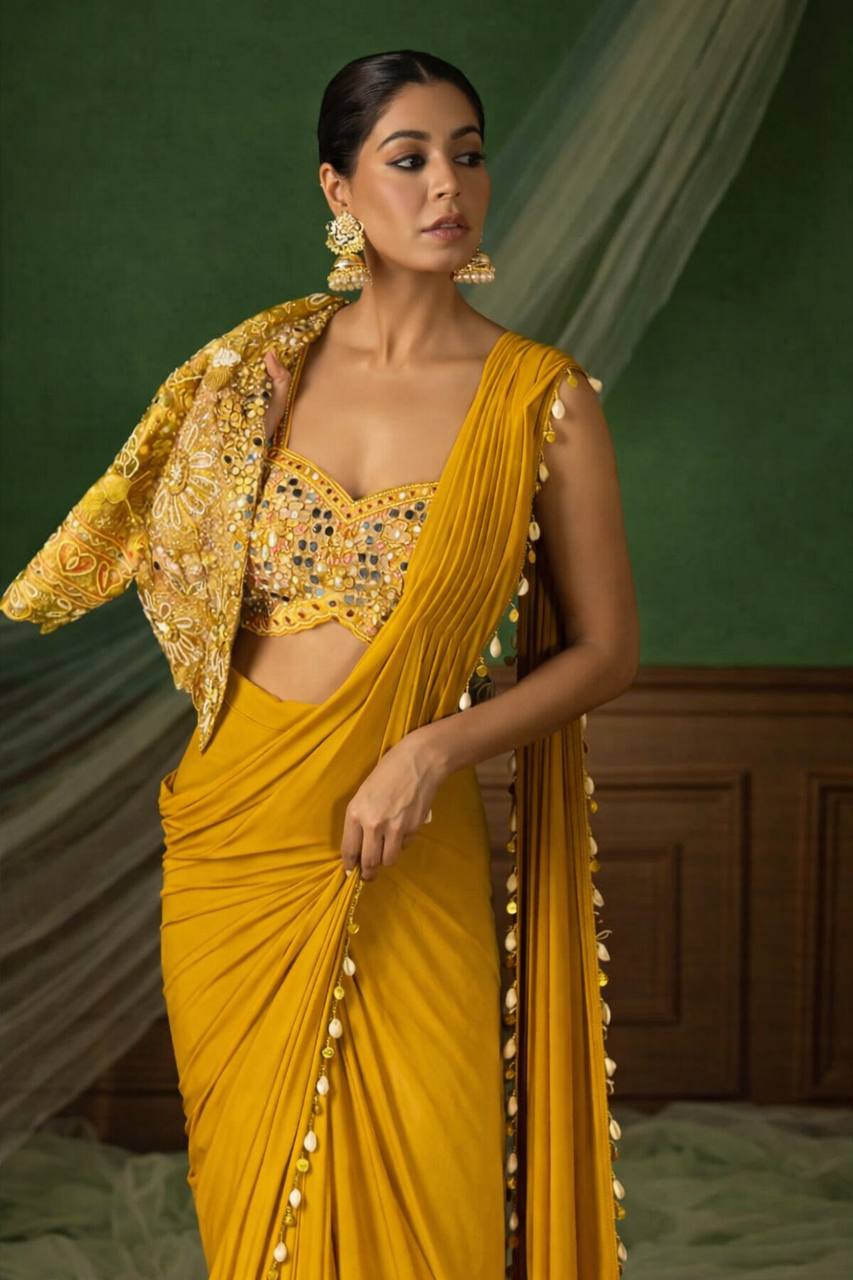 Ready-to-Wear Saree with Matching Jacket & Blouse