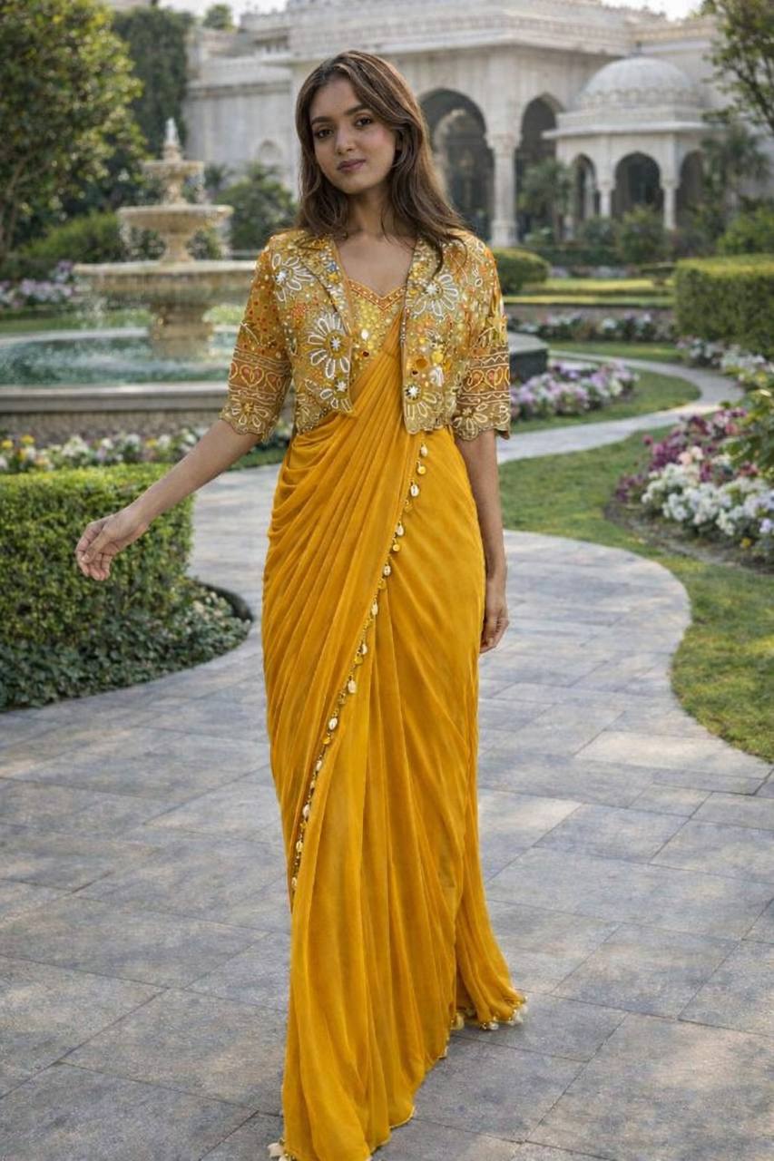 Ready-to-Wear Saree with Matching Jacket & Blouse