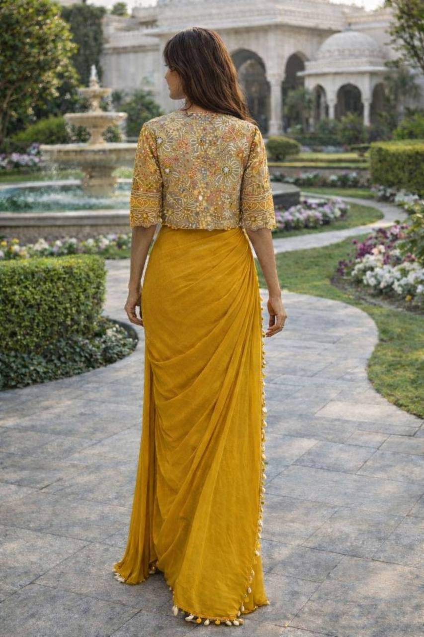 Ready-to-Wear Saree with Matching Jacket & Blouse