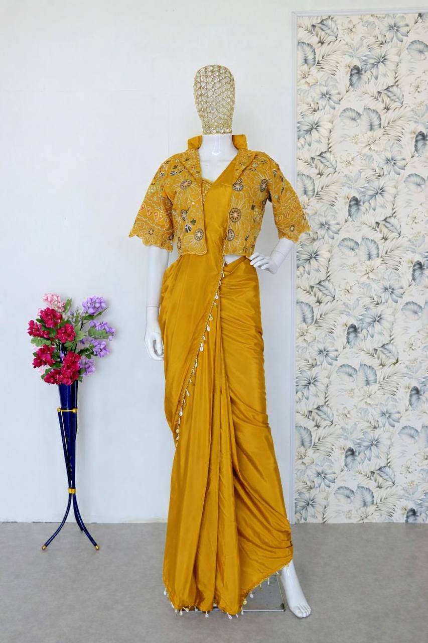 Ready-to-Wear Saree with Matching Jacket & Blouse