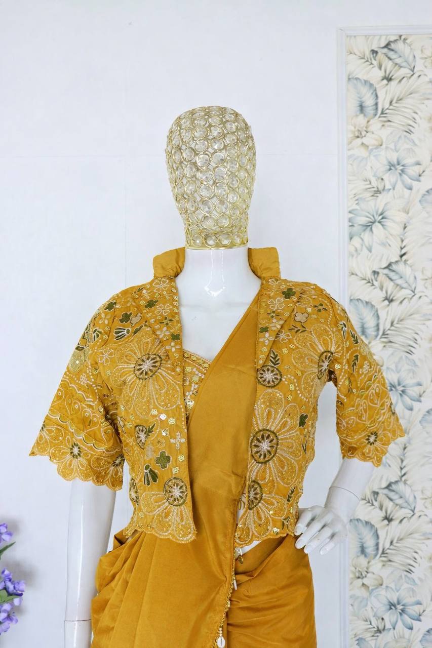 Ready-to-Wear Saree with Matching Jacket & Blouse