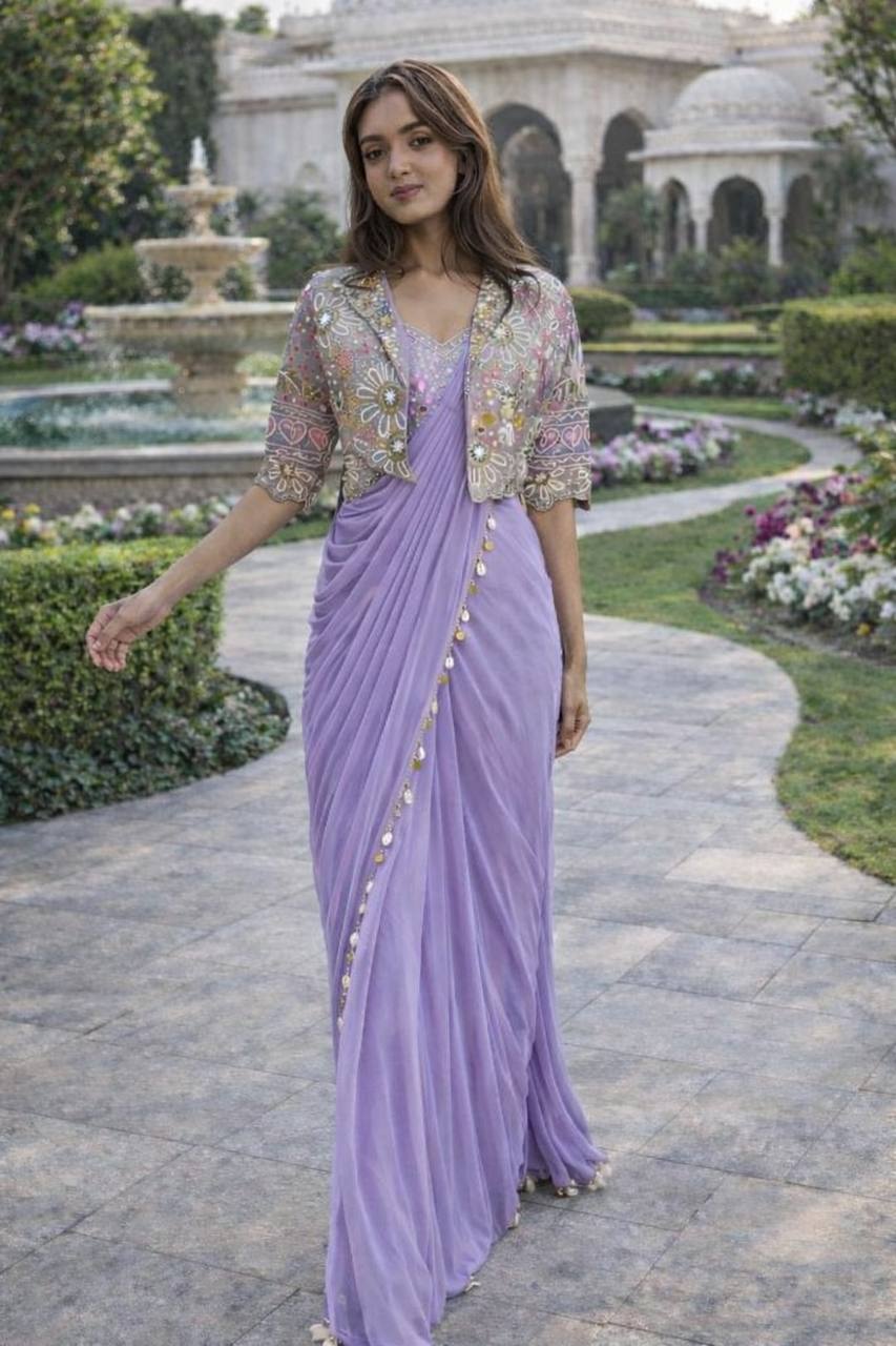 Ready-to-Wear Saree with Matching Jacket & Blouse