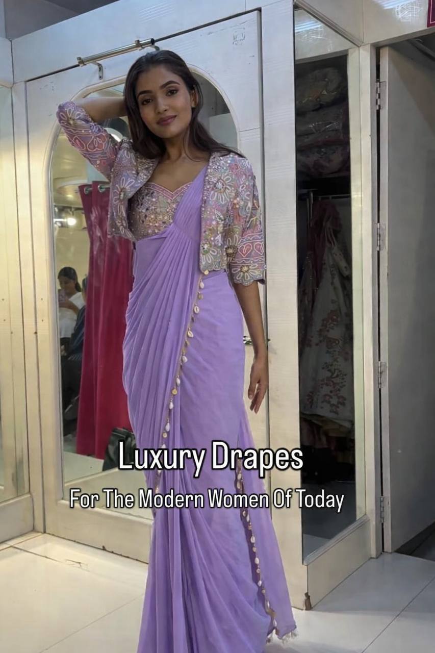 Ready-to-Wear Saree with Matching Jacket & Blouse